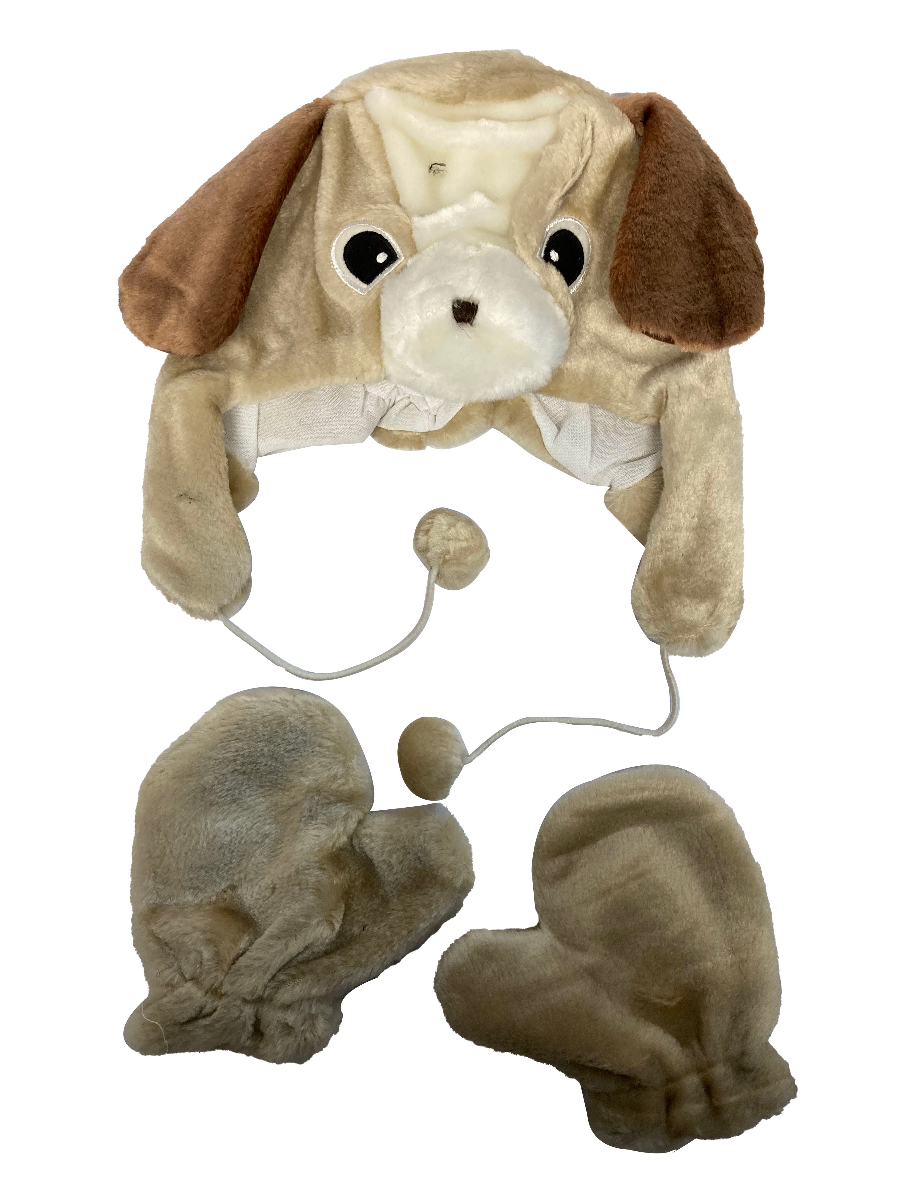 Wickedfun Winter Kids Cute Dog 2pc Set Of Hat And Gloves