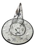 Wickedfun Black Witch Hat with Silver Halloween Prints