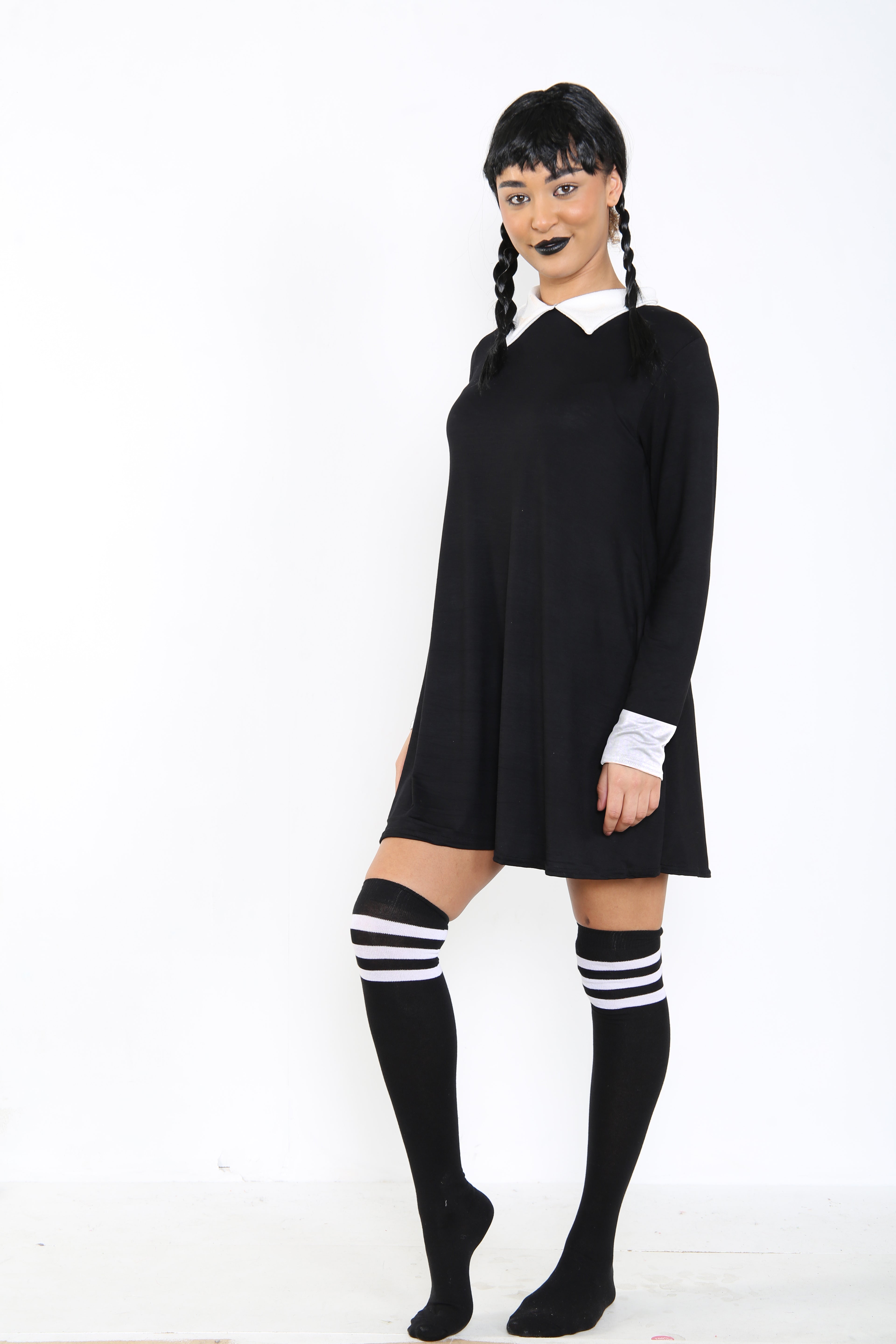 Wickedfun Adult Gothic School Girl Plain Swing Fancy Dress Costume